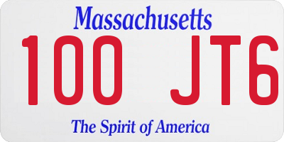 MA license plate 100JT6