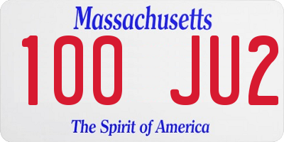 MA license plate 100JU2
