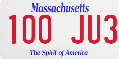 MA license plate 100JU3