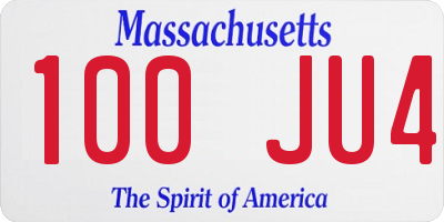 MA license plate 100JU4