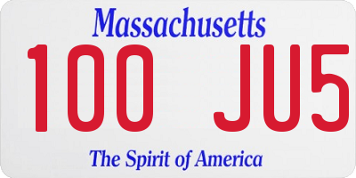 MA license plate 100JU5