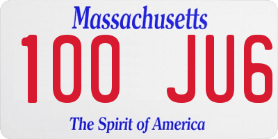 MA license plate 100JU6