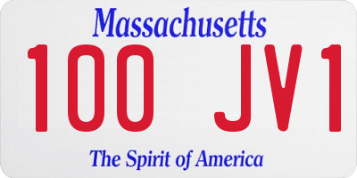 MA license plate 100JV1