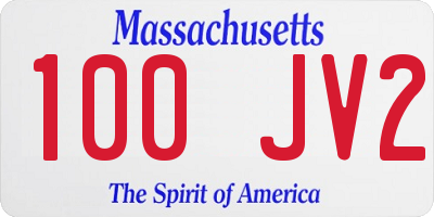 MA license plate 100JV2