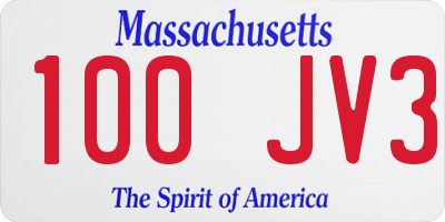 MA license plate 100JV3