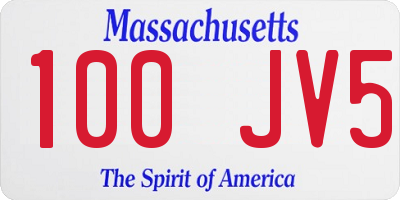 MA license plate 100JV5