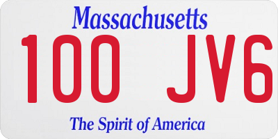 MA license plate 100JV6