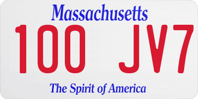 MA license plate 100JV7