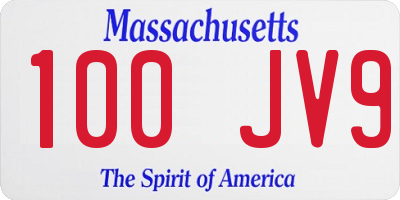 MA license plate 100JV9