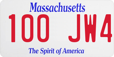 MA license plate 100JW4