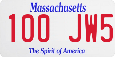 MA license plate 100JW5