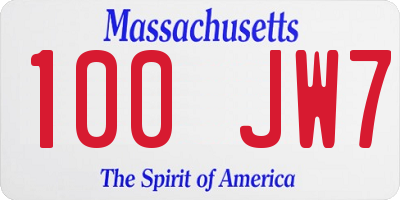 MA license plate 100JW7