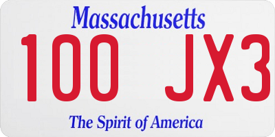 MA license plate 100JX3