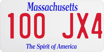 MA license plate 100JX4