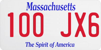 MA license plate 100JX6