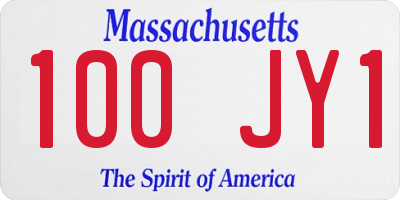 MA license plate 100JY1