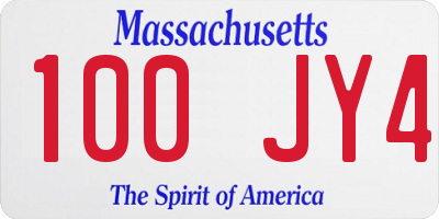 MA license plate 100JY4