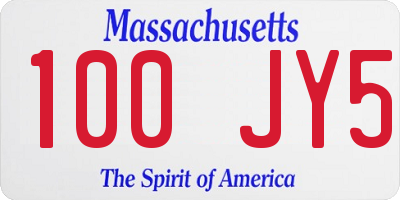 MA license plate 100JY5