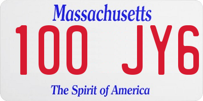 MA license plate 100JY6