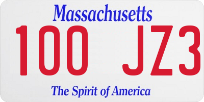 MA license plate 100JZ3