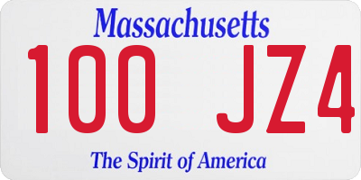 MA license plate 100JZ4