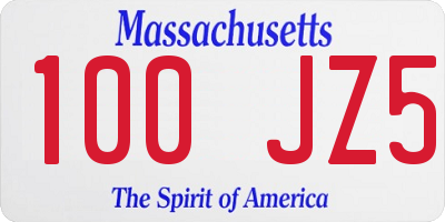 MA license plate 100JZ5