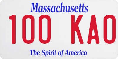 MA license plate 100KA0