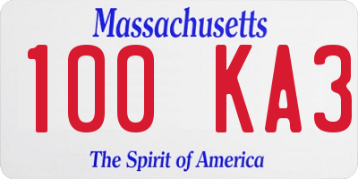 MA license plate 100KA3