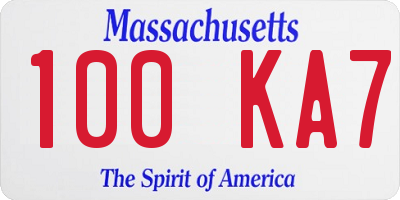 MA license plate 100KA7