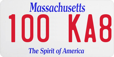 MA license plate 100KA8