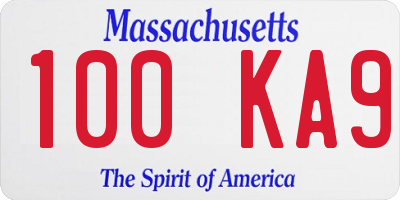 MA license plate 100KA9