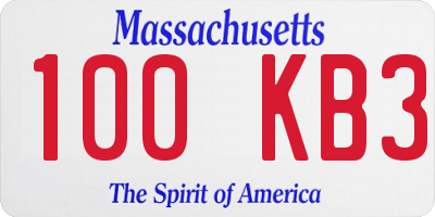 MA license plate 100KB3