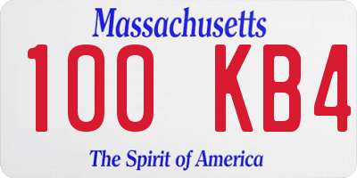 MA license plate 100KB4