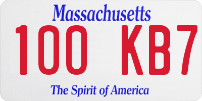 MA license plate 100KB7