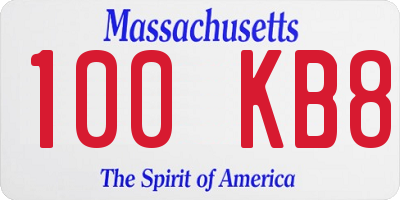MA license plate 100KB8