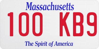 MA license plate 100KB9