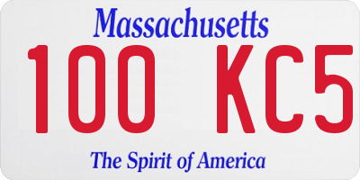 MA license plate 100KC5