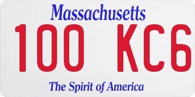 MA license plate 100KC6