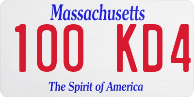 MA license plate 100KD4