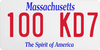 MA license plate 100KD7