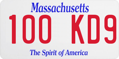 MA license plate 100KD9