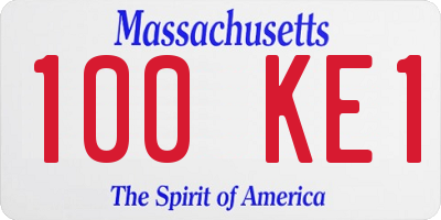 MA license plate 100KE1