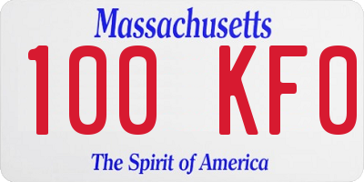 MA license plate 100KF0