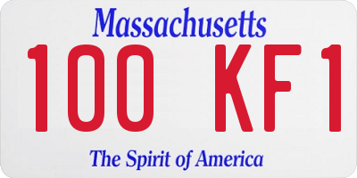 MA license plate 100KF1