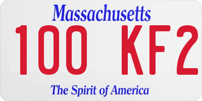MA license plate 100KF2