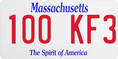 MA license plate 100KF3