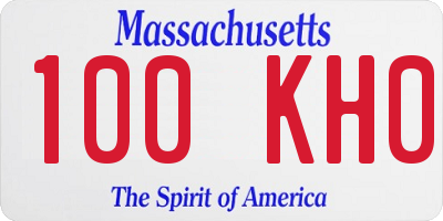 MA license plate 100KH0