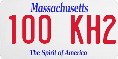 MA license plate 100KH2
