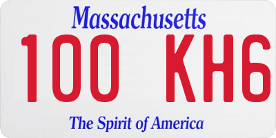 MA license plate 100KH6