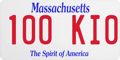 MA license plate 100KI0